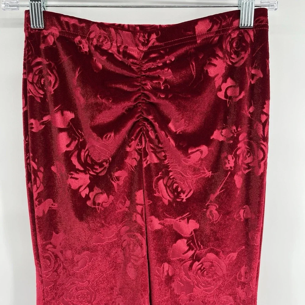 Red Velvet Burnout Floral Convertible Maxi Skirt Tube Dress Small Whimsigoth Y2K